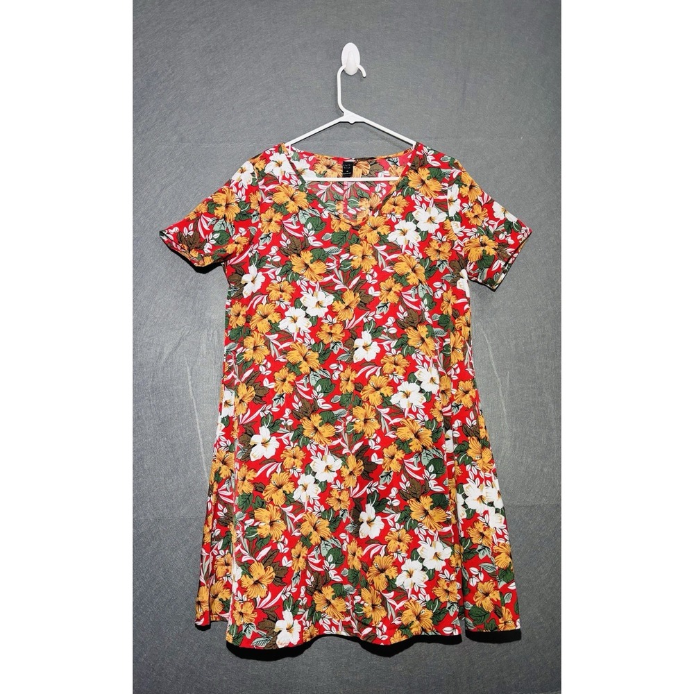 Emery Rose Dress Women's M Red Floral Tunic Short Sleeve - Picture 5 of 16